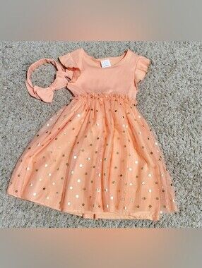 Peach Dress with tulle skirt